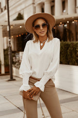 Wear a V-neck blouse for ladies